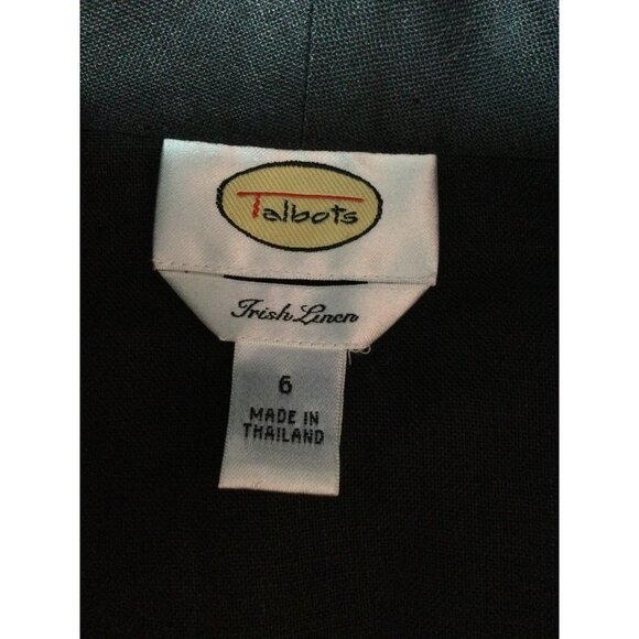Talbots Womens Irish Linen Button Front Jacket Collared Long Sleeve Black Size 6 - Picture 4 of 5